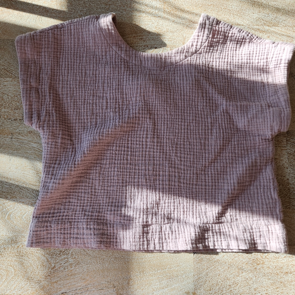 madewell pink cotton boxy cropped shirt large